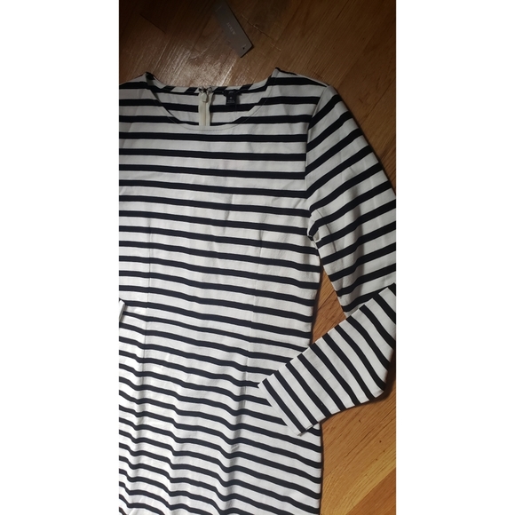 J.Crew black ivory stripe  long sleeve midi dress - Picture 4 of 7